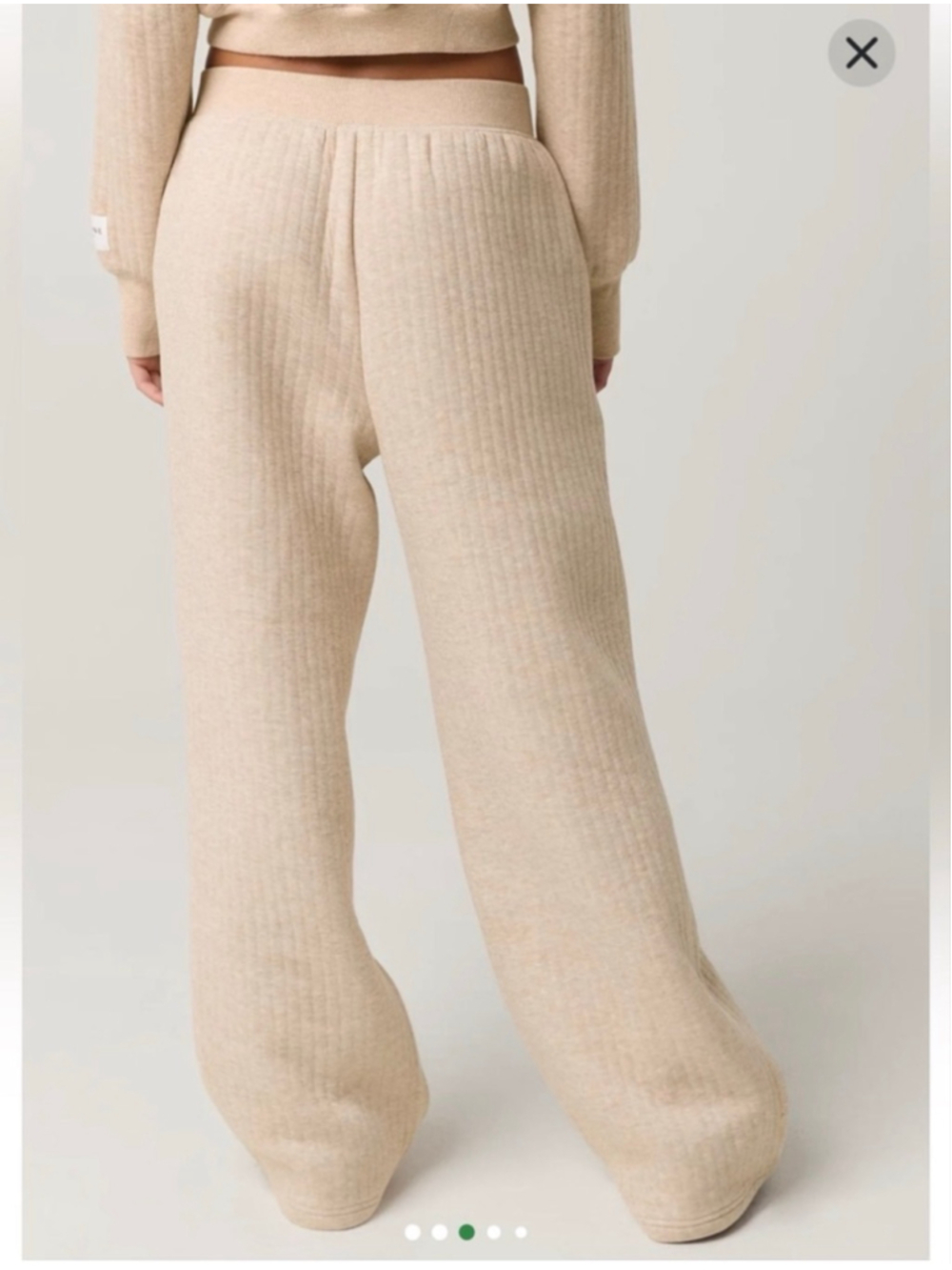 Women's Aerie Offline Wide Leg Coffee Run Trousers Ribbed Pants XL Beige - Picture 2 of 11